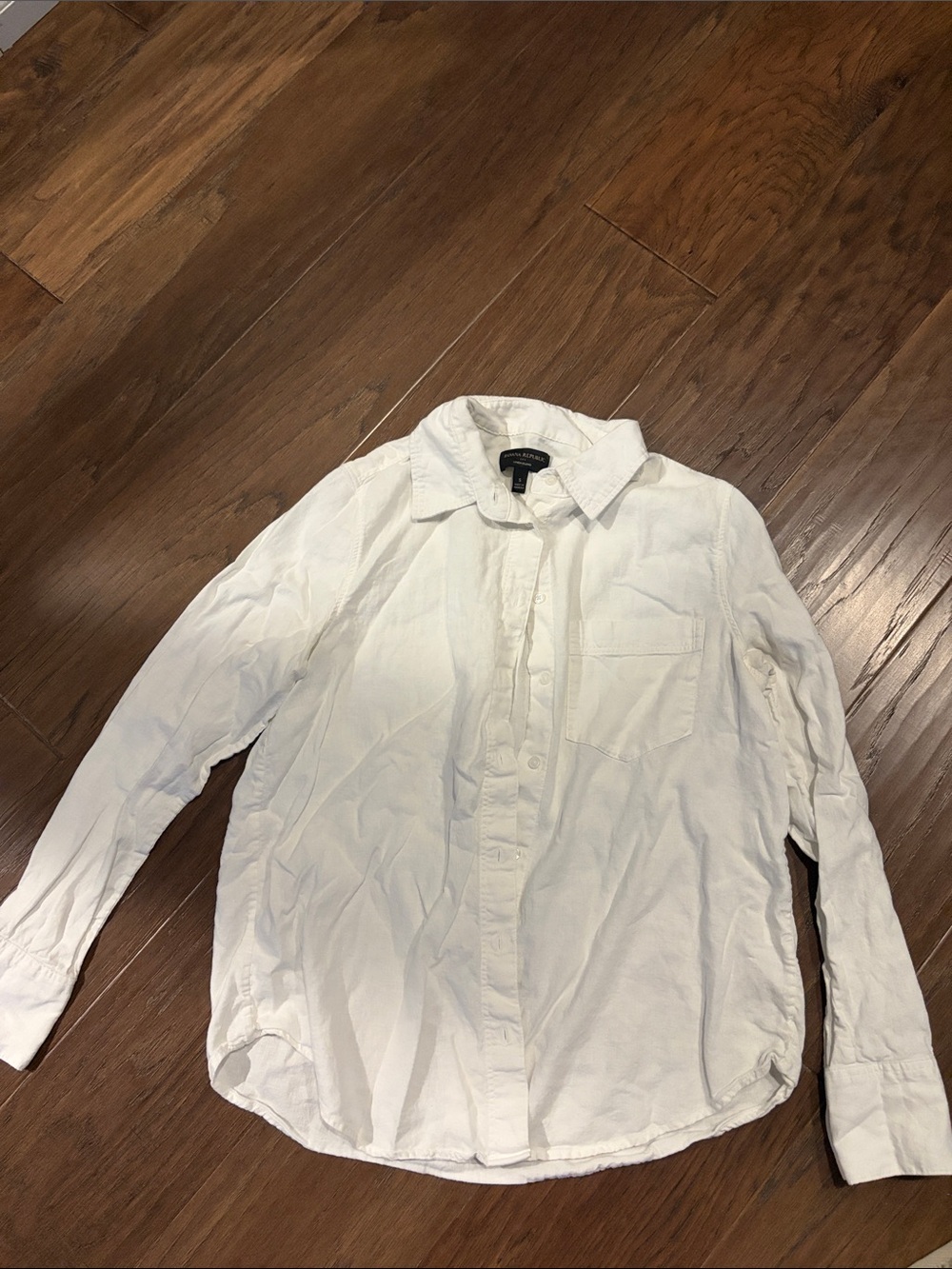 Banana Republic White Linen Blend Button-Down Shirt